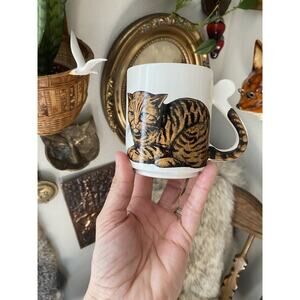 Vintage 1980s Ceramic Orange Cat Mug Made In Japan Orange Tabby Mug